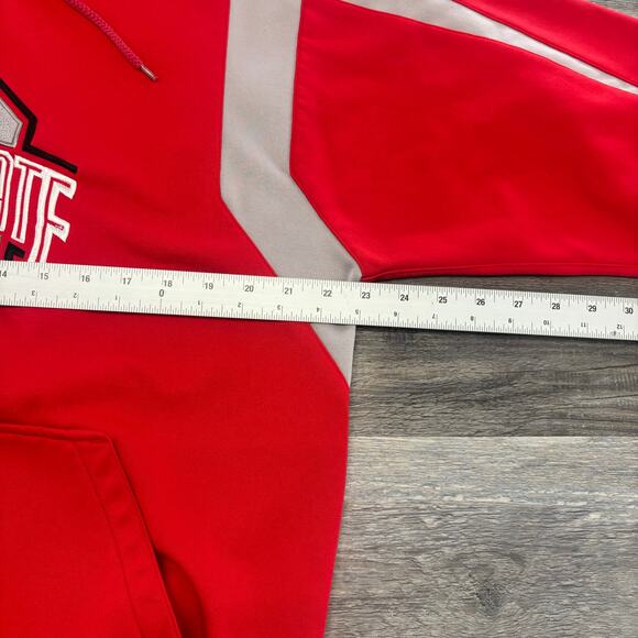 Ohio State Hoodie Nike Buckeyes Red White Mens M OSU Center Swoosh Sweatshirt - Picture 3 of 8